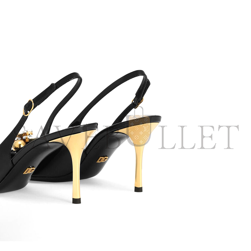 DOLCE GABBANA EMBELLISHED PATENT LEATHER SLINGBACK PUMPS CG1011AZ1888Z843